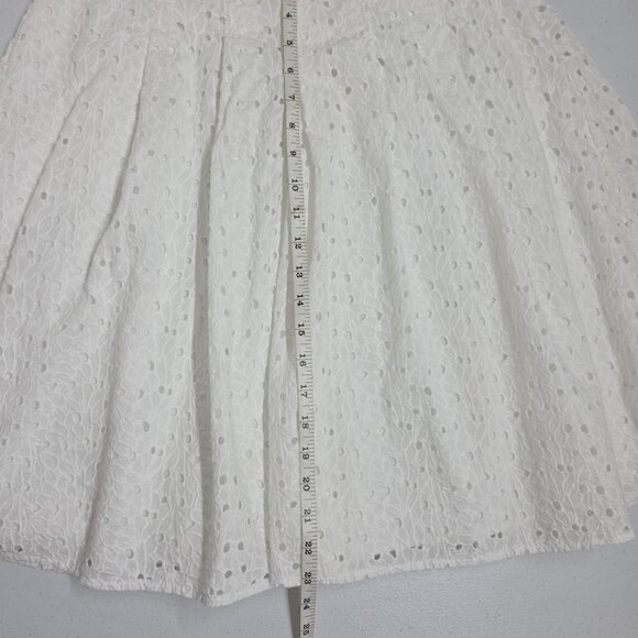 Magaschoni White Cotton Eyelet Skirt Midi 27x23.5 Lined Floral Spring Crisp - Picture 9 of 10